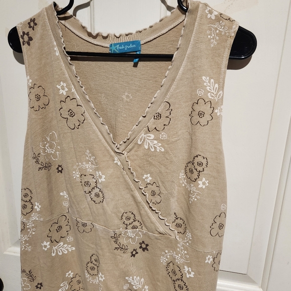 Fresh Produce XL Sleeveless Floral Beige Summer Dress Vacation Resort Beach - Picture 3 of 5